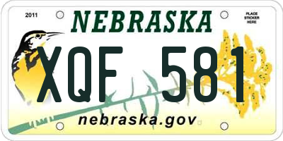 NE license plate XQF581