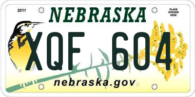 NE license plate XQF604