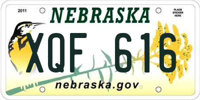 NE license plate XQF616