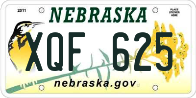 NE license plate XQF625