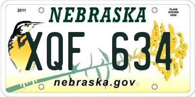 NE license plate XQF634