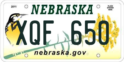 NE license plate XQF650