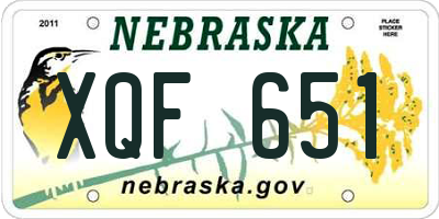 NE license plate XQF651