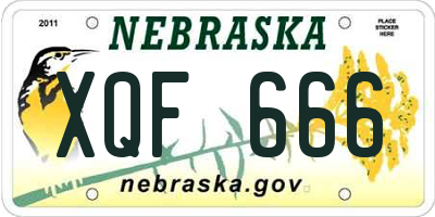 NE license plate XQF666