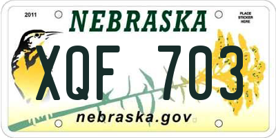 NE license plate XQF703