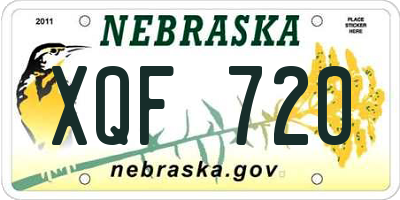 NE license plate XQF720