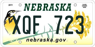 NE license plate XQF723