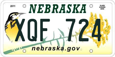 NE license plate XQF724