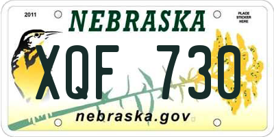 NE license plate XQF730