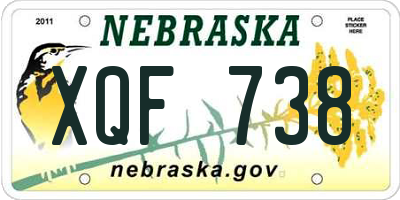 NE license plate XQF738