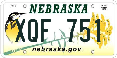 NE license plate XQF751
