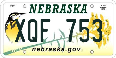 NE license plate XQF753