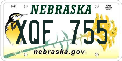 NE license plate XQF755