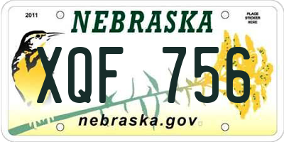 NE license plate XQF756
