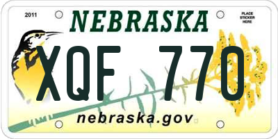 NE license plate XQF770