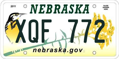 NE license plate XQF772
