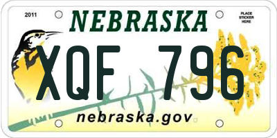 NE license plate XQF796