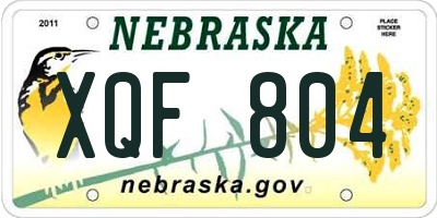 NE license plate XQF804