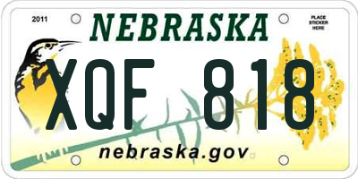 NE license plate XQF818