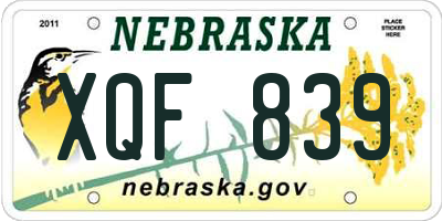 NE license plate XQF839