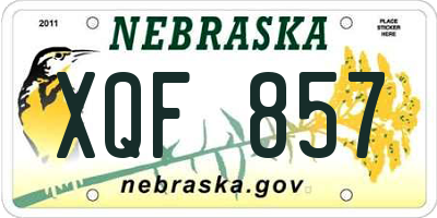 NE license plate XQF857