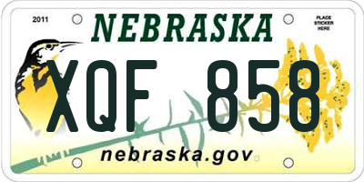 NE license plate XQF858