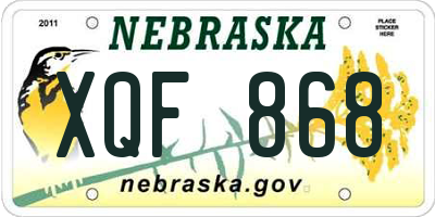 NE license plate XQF868