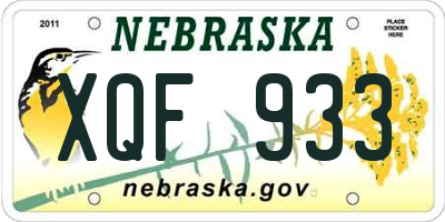 NE license plate XQF933