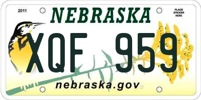 NE license plate XQF959