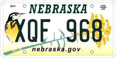 NE license plate XQF968