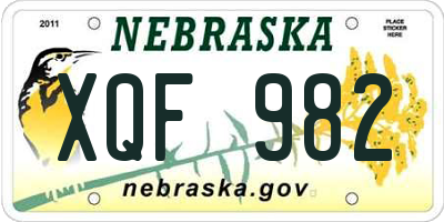 NE license plate XQF982