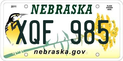 NE license plate XQF985