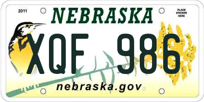 NE license plate XQF986