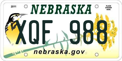NE license plate XQF988