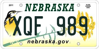 NE license plate XQF989