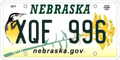 NE license plate XQF996