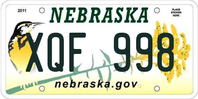 NE license plate XQF998