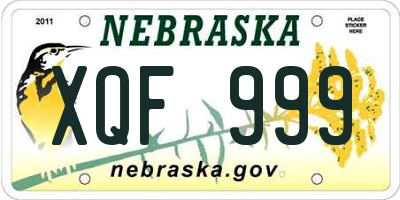 NE license plate XQF999