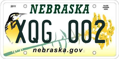 NE license plate XQG002