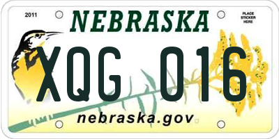 NE license plate XQG016