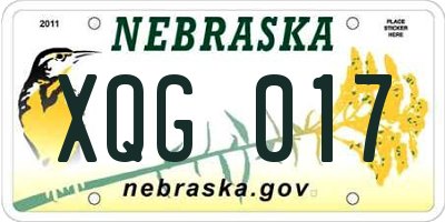 NE license plate XQG017