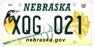 NE license plate XQG021