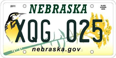 NE license plate XQG025