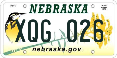 NE license plate XQG026