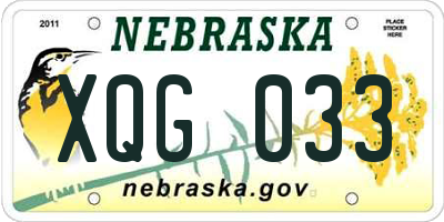 NE license plate XQG033