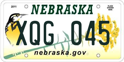 NE license plate XQG045