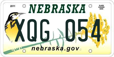 NE license plate XQG054