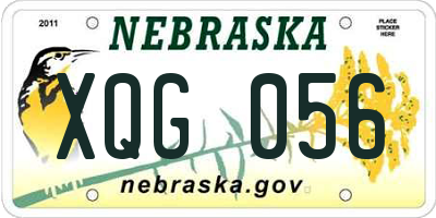 NE license plate XQG056