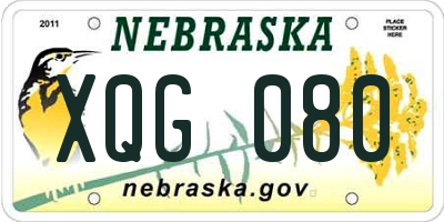 NE license plate XQG080