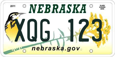 NE license plate XQG123